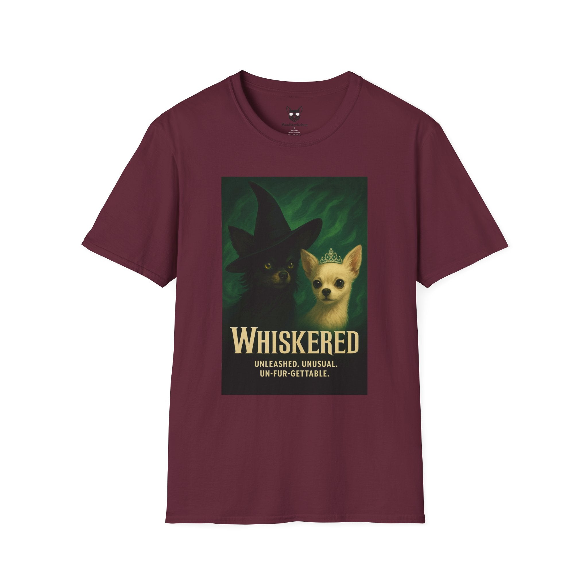 Wicked Broadway Poster Dog Parody Unisex Softstyle T-Shirt -- Funny Dog Shirt for Broadway and Dog Lovers